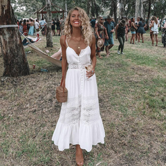 2023 Summer New Women's Dress Sexy Backless Holiday Midi Dress Strapless Femme White Dress Boho Vacation Mujer Vestidos Chic