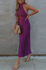 Hoobd Fashion Geometric Backless Halter Straight Dresses