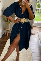 Hoobd Belted Long Sleeve Maxi Shirtdress