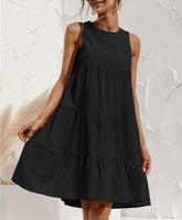 Cotton Loose Solid Midi Dress
