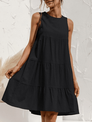 Cotton Loose Solid Midi Dress