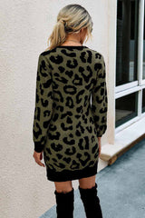 Hoobd Leopard Print Oneck Mini Dress