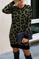 Hoobd Leopard Print Oneck Mini Dress