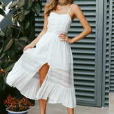 2023 Summer New Women's Dress Sexy Backless Holiday Midi Dress Strapless Femme White Dress Boho Vacation Mujer Vestidos Chic