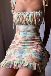 Hoobd Butterfly Print Slip Mini Dress