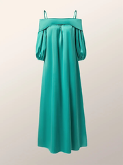 Simple Loose Puff Sleeves Solid Color Off-The-Shoulder Maxi Dresses