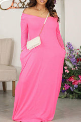 Black Casual Solid Basic V Neck Long Sleeve Dresses