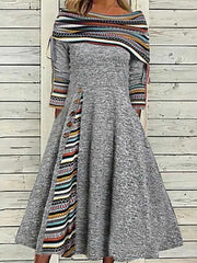 Ethnic Casual Long sleeve Loose Dresse