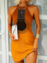 Guitar Inspired Gradient Slim Fit Summer Mini Dress