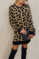 Hoobd Leopard Print Oneck Mini Dress