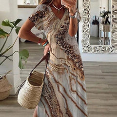 Women's Casual Dress T Shirt Dress Tee Dress Shift Dress Long Dress Maxi Dress Black Red Navy Blue Short Sleeve Abstract Print Spring Summer Crew Neck Fashion Daily S M L XL XXL