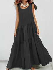 Linen Cotton Large Swing Sleeveless Loose Casual Maxi Dress