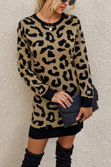 Hoobd Leopard Print Oneck Mini Dress