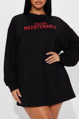 Black Casual Letter Print Basic O Neck Long Sleeve Dresses