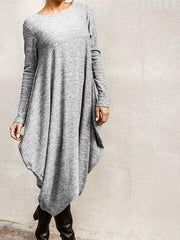 Cotton-blend 5XL Irregular Bottom Loose Casual Maxi Dress
