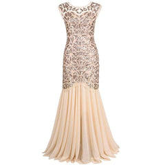 Vestidos Vintage Mujer Sequins Beading Long Evening dress
