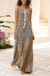 Boho Print Sleevelss Maxi Dress