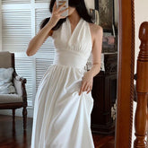 White Elegant Halter Dress
