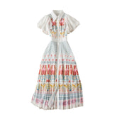 Vintage Elegant Floral Print Pleated A Line Party Dinner Dress