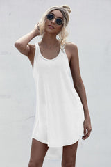 Loose Off Shoulder Asymmetrical Cotton Mini Dress