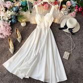Solid A-Line Backless Summer Dress