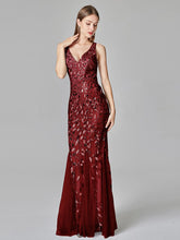 2023 Silver Gray Elegant Fashion Evening Dresses Sexy Simple V Collar Open Back Sleeveless Embroidered Beads Fishtail Dress Gown