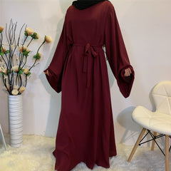 Hoobd Muslim Fashion Hijab Dubai Abaya Long Dresses Women With Sashes Islam Clothing Abaya African Dresses For Women Musulman Djellaba