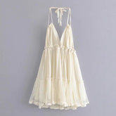 Vintage beige mesh dress