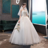 Hoobd Wedding Dress 2023 Gryffon Classic Strapless Wedding Gown With Train Lace Up Ball Gown Luxury Lace Embroidery Robe De Mariee