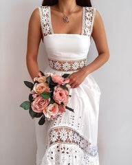 Hoobd Lace Patchwork Elegant Maxi Dress