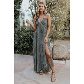 Halter Printed Backless Maxi Dress
