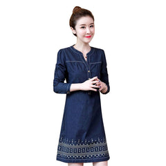 Denim Dress for Women 2023 New Summer Casual Jeans Dress Embroidery With Button Sexy Denim Mini Dress Vestidos 5XL R96