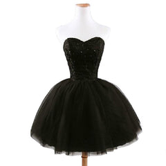 New arrival elegant women short prom dress black lace up princess sweetheart beading fashion women black prom dress