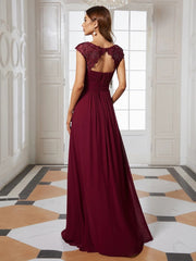 Elegant Evening Dresses O-Neck Sleeveless A-LINE Lace Floor-Length Gown 2023 Ever pretty of Burgundy Simple Prom Dress Women