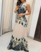 Back to School 2023 Summer Women Sleeveless Elegant Fashion Party Dresses Vacation Holiday Tripical Print Spaghetti Strap Maxi Dress