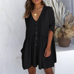 Hoobd2023 Bohemian Casual Summer Beach Dress White Tunic Women Beachwear Cover-ups Plus Size Sexy Pareo Dress Sarong plage N771