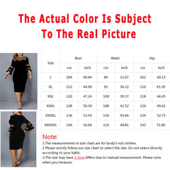 Women Evening Party Dresses 2023 New Elegant Mesh Sleeve Casual Dress Black Women Clothing 5XL