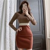 Simple Elegant Office Lady Dress Spring Autumn Warm Tight Dress