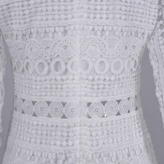 Hoobd Sexy White Lace Stitching Hollow Out Party Dresses Elegant Women Short Mini Summer Casual Dresses Clothes For Women