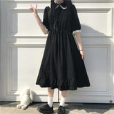 Oversize Dress Women Lace Cute Summer Simple Solid Leisure Korean Style Sweet Ladies Fashion All-match Preppy Comfortable Loose