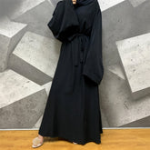 Hoobd Muslim Fashion Hijab Dubai Abaya Long Dresses Women With Sashes Islam Clothing Abaya African Dresses For Women Musulman Djellaba