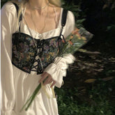 Korean Princess Vintage Dress Women Autumn Patchwork Elegant Midi Dress Female Long Sleeve Party High Waist Casual Dress