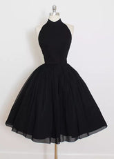 Hoobd Black Short Homecoming Dresses Vestidos de festa Sexy High-Neck chiffon Formal Graduation Party Gowns Plus Size