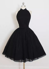 Hoobd Black Short Homecoming Dresses Vestidos de festa Sexy High-Neck chiffon Formal Graduation Party Gowns Plus Size