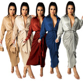 Women Elegant Party Evening Maxi Dress Casual Ladies V Neck