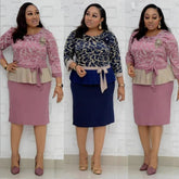 Hoobd African Women's Fashion Dress Ladies Big Size Two Pieces Set for Women