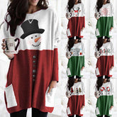 Christmas Printing Long Shirt Dress