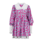 Fashion Sweet Girls Long Sleeve High Waist Printed Short Dress Y2K Streetwear Women's 2023 Spring Loose A-line Beach Dresses