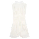 Hoobd Y2k Mini Dress Women Pure Color Casual Sleeveless Short Party Dress Korean Fashion Clothing Summer Beach Sundress Chiffon