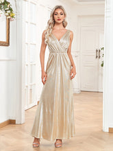 Lucyinlove Luxury Gold Sequin Backless V-Neck Sleeveless Evening Dress Floor Length Cocktail Party Dresses Prom For Women 2023